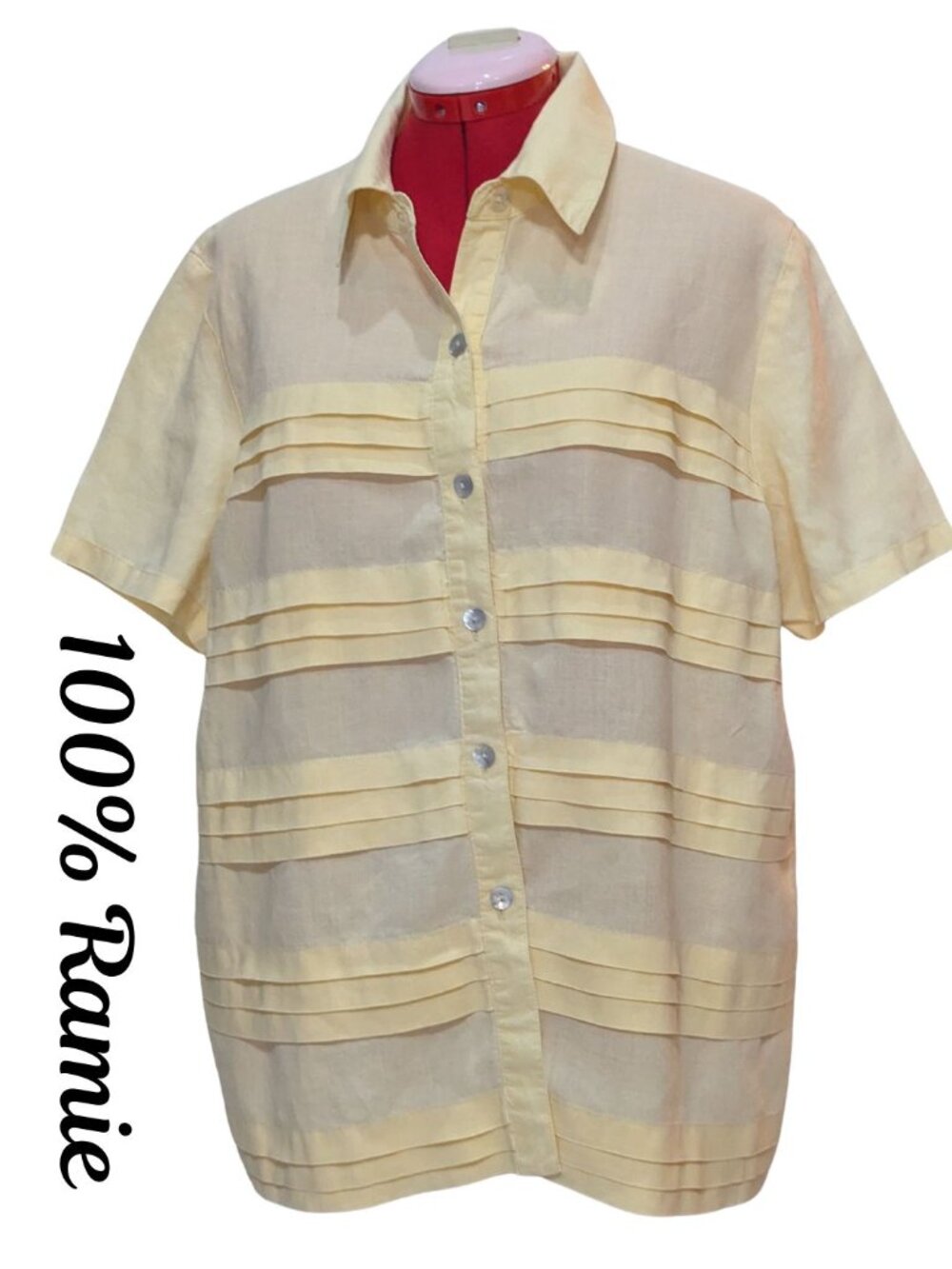 Ramie Yellow Shirt With Layered Design